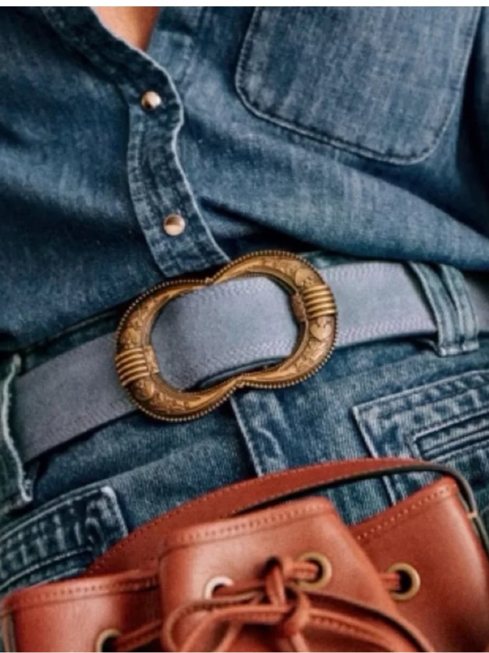 Sezane Gaia Suede Belt in Blue